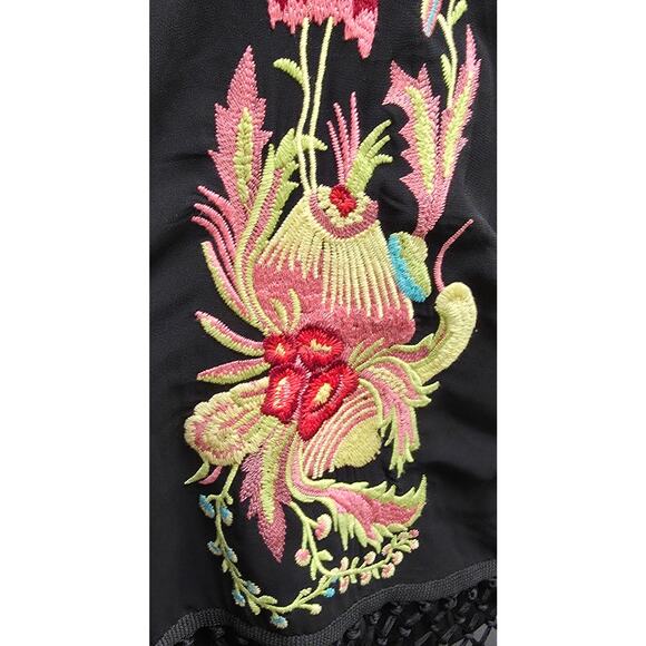 Forever 21 Womens Small Open Cardigan Sheer Embroidered Boho Lightweight Fringe - Picture 3 of 7